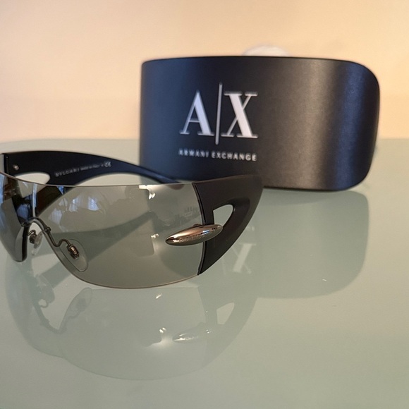 NEW BVLGARI Black/gray Sunglasses w/Armani Exchange case+cleaning cloth ITALY - Picture 3 of 16